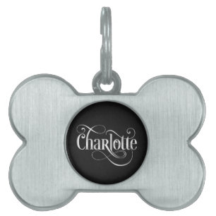 Médaillons Pour Animaux Domestiques Script Tourbillonnant personnalisé Charlotte Silv