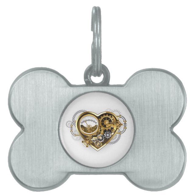 Médaillons Pour Animaux Domestiques Steampunk Heart with a Manometer (Devant)