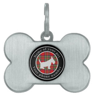 Médaillons Pour Animaux Domestiques Stewart Tartan Scottie Dog Personnalisé