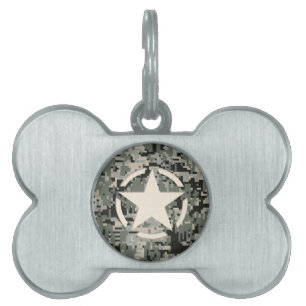 Médaillons Pour Animaux Domestiques Style stylo étoile Camouflage numérique kaki