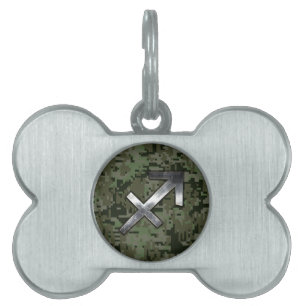Médaillons Pour Animaux Domestiques Symbole zodiaque Sagittarius sur Camo numérique ve