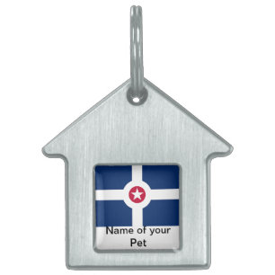 Médaillons Pour Animaux Domestiques Tag avec le drapeau d'Indianapolis City