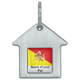 Médaillons Pour Animaux Domestiques Tag d'animal de compagnie avec Drapeau de Sicile,
