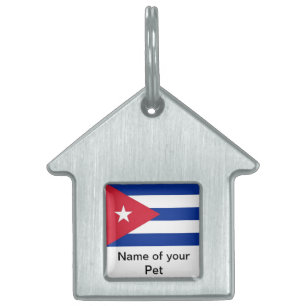 Médaillons Pour Animaux Domestiques Tag d'animal de compagnie avec le drapeau de Cuba