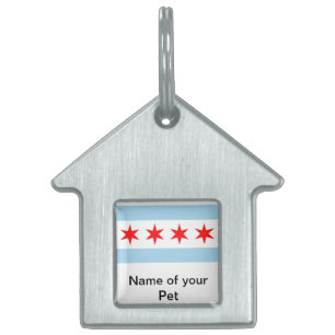 Médaillons Pour Animaux Domestiques Tag de animal de compagnie avec Drapeau de Chicago
