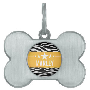Médaillons Pour Animaux Domestiques Tag Zebra Pet Yellow Sassy Star