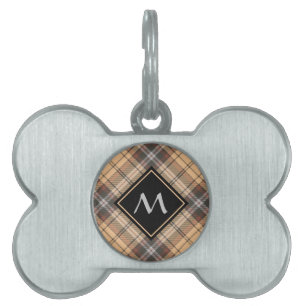Médaillons Pour Animaux Domestiques Tartan beige et Brown