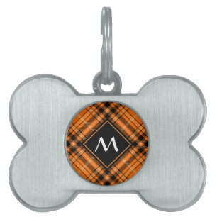 Médaillons Pour Animaux Domestiques Tartan orange d'Halloween