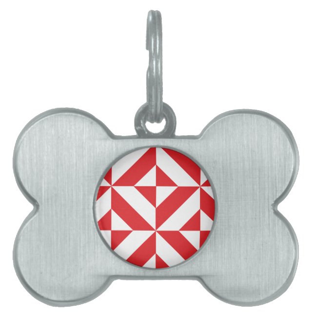 Médaillons Pour Animaux Domestiques Tchry Red Geometric Deco Cube Pattern (Devant)