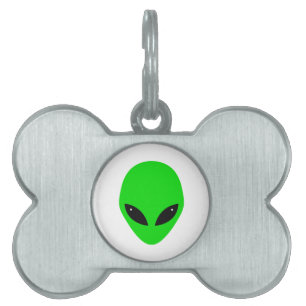 Médaillons Pour Animaux Domestiques Tête Alien verte