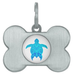 Médaillons Pour Animaux Domestiques Tortue tribale bleue