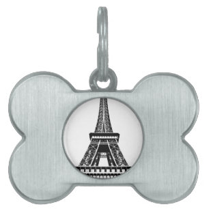 Médaillons Pour Animaux Domestiques Tour Eiffel noir blanc Paris France Art