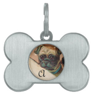 Médaillons Pour Animaux Domestiques TROIS DOGGIES AVEC MONOGRAMME ROSE détail