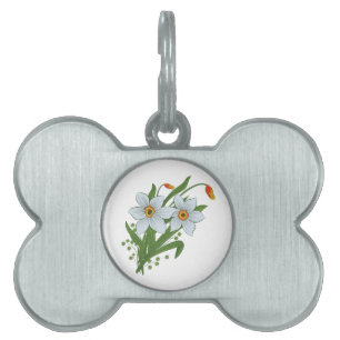 Médaillons Pour Animaux Domestiques Tulipes et jonquilles Fleurs