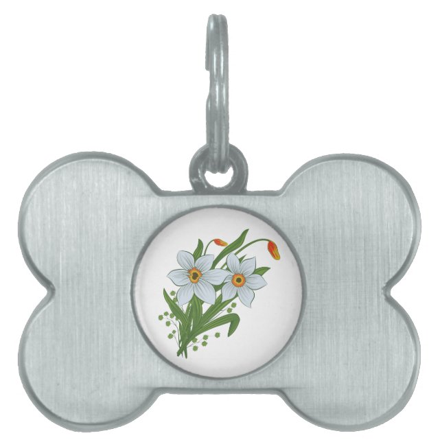Médaillons Pour Animaux Domestiques Tulipes et jonquilles Fleurs (Devant)