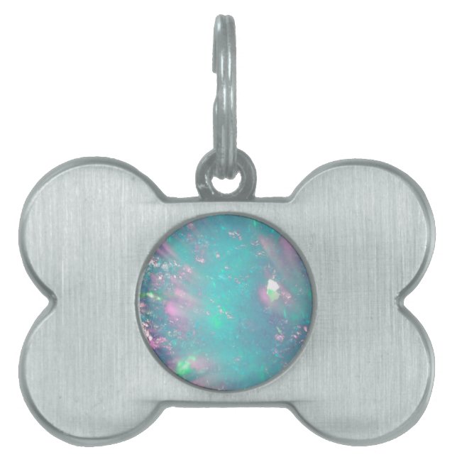 Médaillons Pour Animaux Domestiques turquoise avec un signe de rose (Devant)