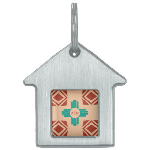 Médaillons Pour Animaux Domestiques Turquoise Zia Tribal Brown Tan