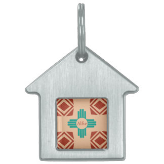 Médaillons Pour Animaux Domestiques Turquoise Zia Tribal Brown Tan