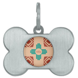 Médaillons Pour Animaux Domestiques Turquoise Zia Tribal Brown Tan