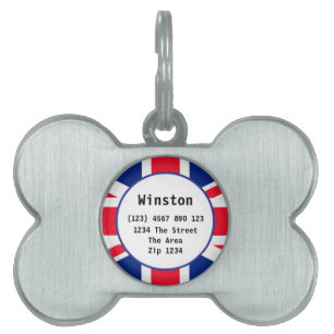 Médaillons Pour Animaux Domestiques Union Jack British Flag Nom de l'ID britannique