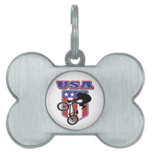 Médaillons Pour Animaux Domestiques USA BMX Biker