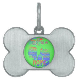 Médaillons Pour Animaux Domestiques USA Hope : Neon Lemon & Orange Art