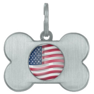Médaillons Pour Animaux Domestiques USA Unites : Stripes & Stars en Gras Design