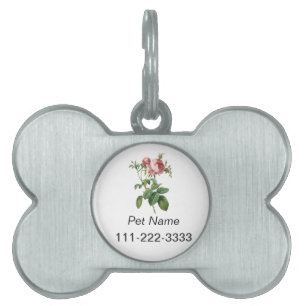 Médaillons Pour Animaux Domestiques vintage rose rose rose permanent étiquette, nom, t