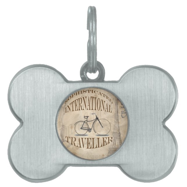 Médaillons Pour Animaux Domestiques Voyageur international sophistiqué (Devant)