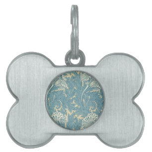 Médaillons Pour Animaux Domestiques William Morris Classique Tulipe Bleu Floral