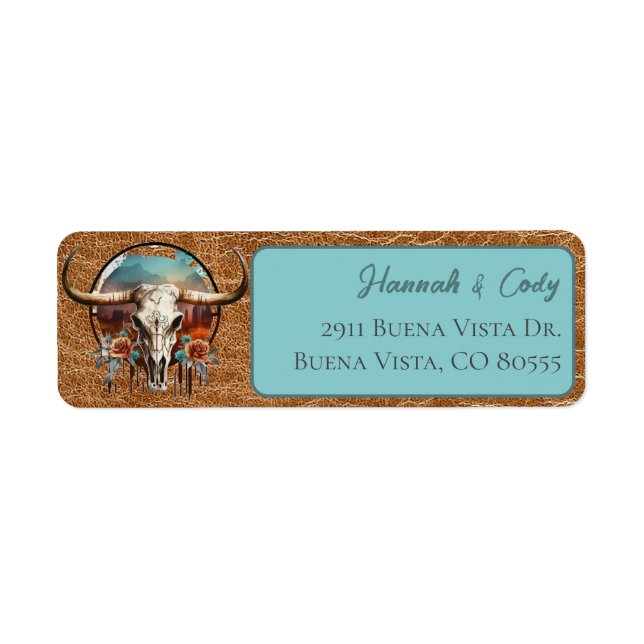 Medallion-Adressetikett für Longhorn-Western (Vorne)