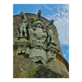 Medallion an der Äußeren Mauer von Siena, Italien Fotodruck