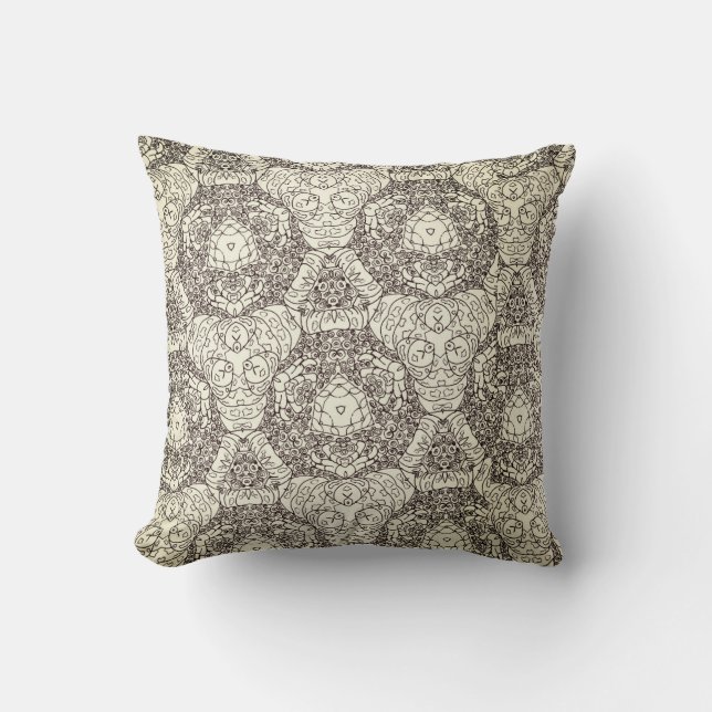 Medallion Beige Taupe Moderne Kissen (Vorderseite)