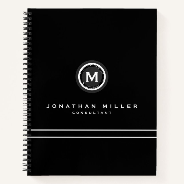 Medallion beruflich Black Monogram Notizbuch (Vorderseite)