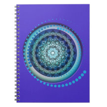 Medallion Blue Lila Green Design Spiral Notebook