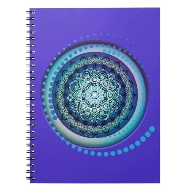 Medallion Blue Lila Green Design Spiral Notebook Notizblock (Vorderseite)
