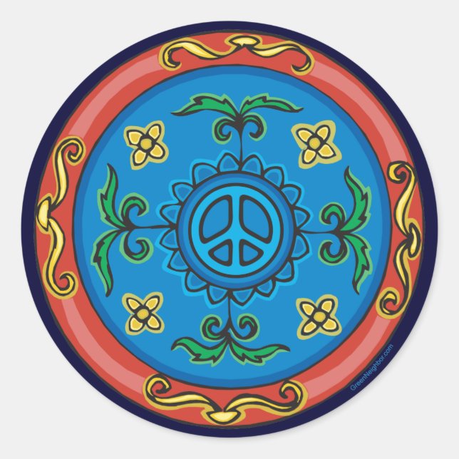 Medallion Design Peace Sign Runder Aufkleber (Vorderseite)