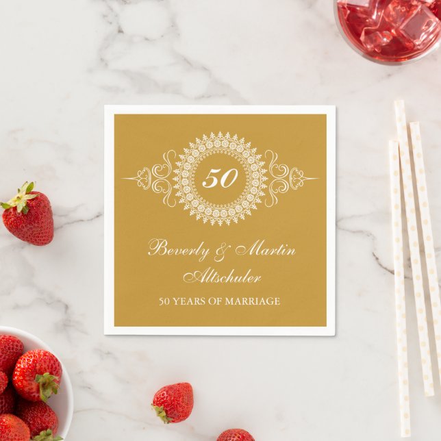 Medallion Goldene Feier zum Jahrestag Serviette (Beispiel)