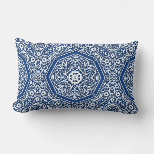 Medallion in persischem Fliesenmuster - Blau und W Lendenkissen