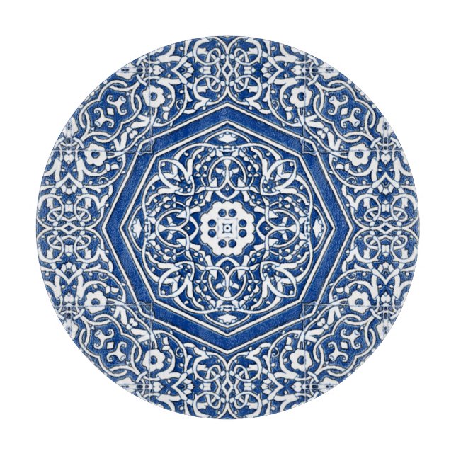 Medallion in persischem Fliesenmuster - Blau und W Schneidebrett (Vorderseite)
