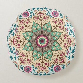 Medallion Melange: Multicolor Türkischer Stil Rundes Kissen