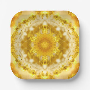 Medallion Muster in Mustard Yellow Batik Muster Pappteller