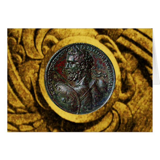 MÉDALLION ROMAINE ANTIQUE BRONZE AVEC GRIFFINS D'O (Devant horizontal)