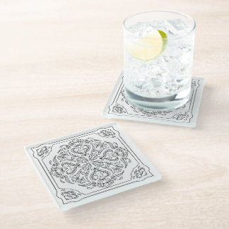 Medallion-Untersetzer aus Schwarzweiß-Glas Glasuntersetzer