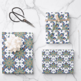 Medallion Wrapping Paper Flat Sheet Set 3 Geschenkpapier Set