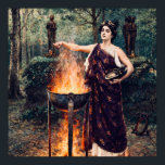 Medea Brewing Her Potion –  Poster<br><div class="desc">This striking vintage illustration depicts Medea, the powerful sorceress of Greek mythology, captured in a dramatic moment as she prepares a magical potion over a blazing cauldron. The artwork, originally engraved by Richard Willes Maddox, was published in The Graphic, the famous 19th-century illustrated weekly newspaper known for its detailed engravings...</div>