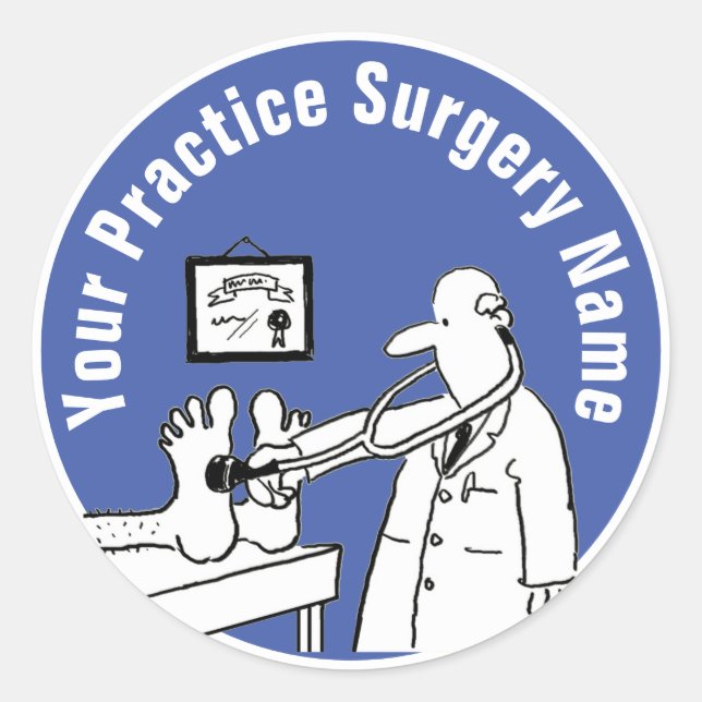 Médecin amusant avec Sticker Rond Classique Stetho (Devant)