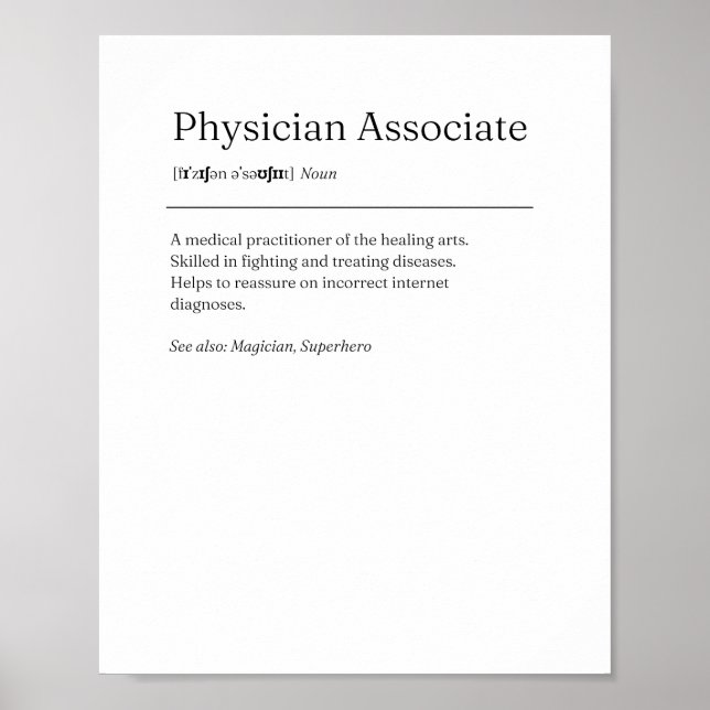 Médecin Associé Définition Drôle Poster Cadeau (Devant)