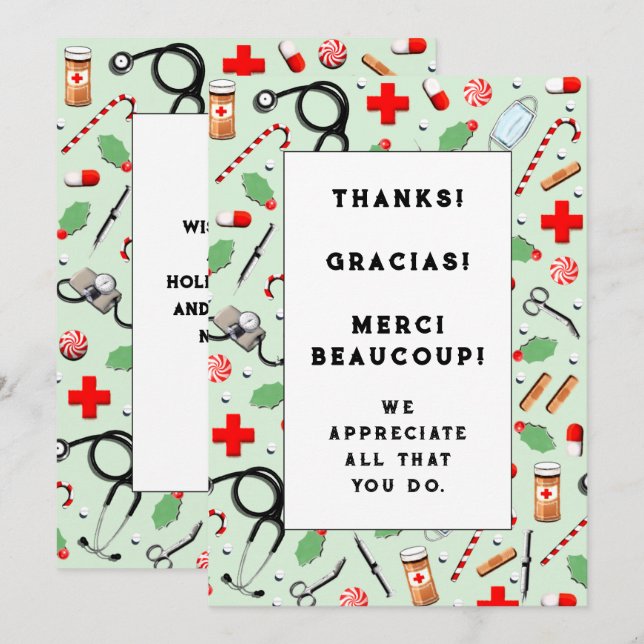 Médecin Cartes de fin de année d'appréciation (Devant / Derrière)