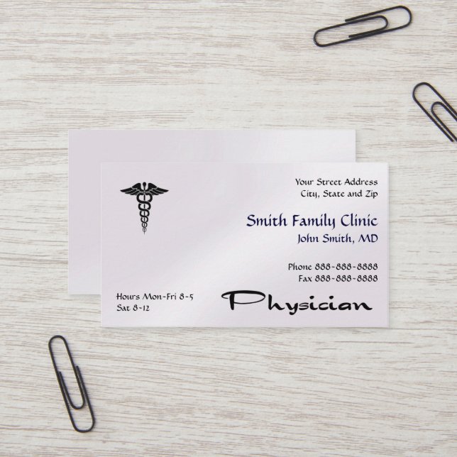 Médecin Docteur Médicale Carte de visite Symbole (Devant/Arrière en situation)